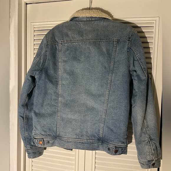 Madewell Sherpa Classic Jean Jacket in Eaves Wash Mens Size S - Picture 7 of 8